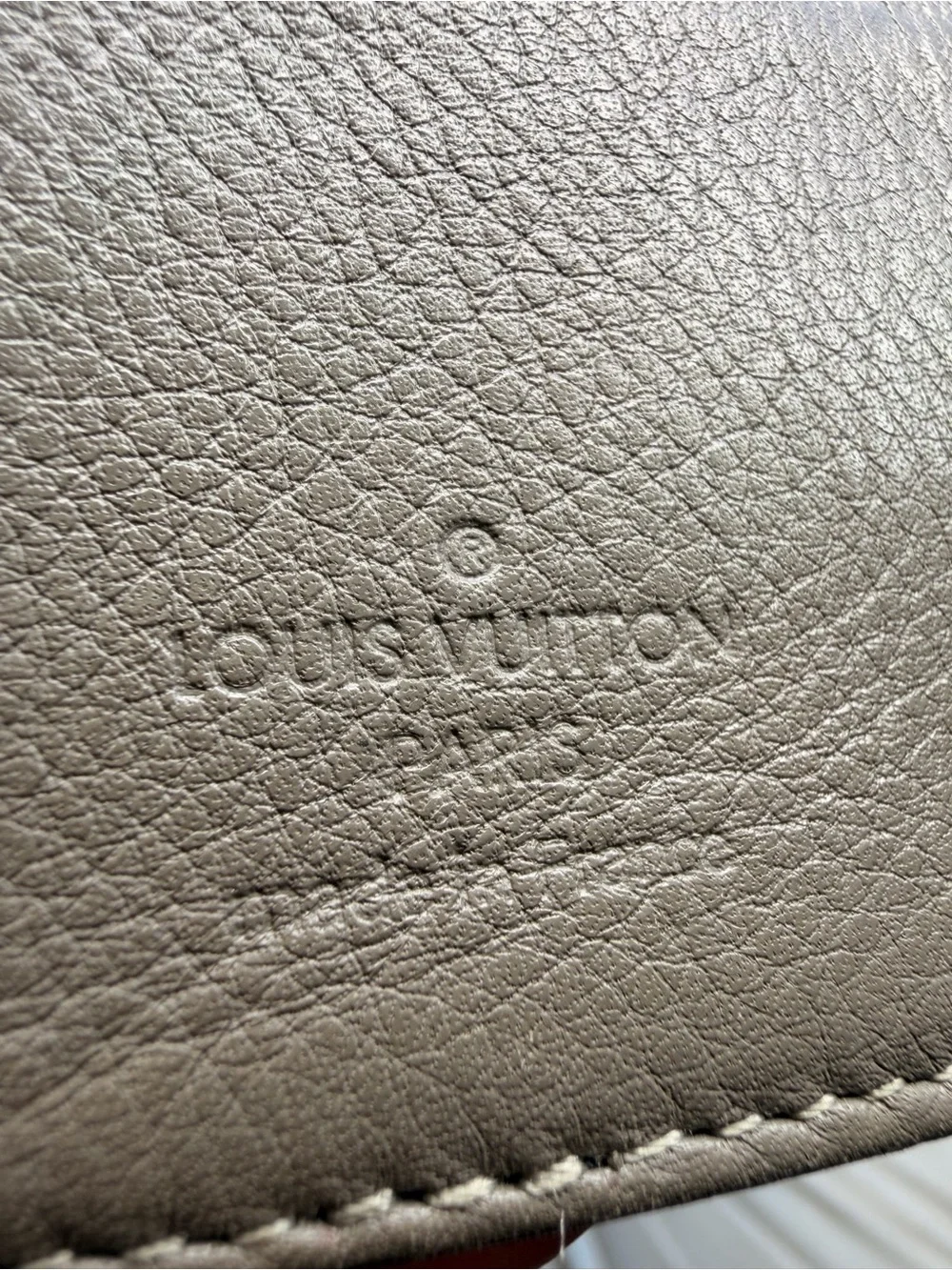 Louis Vuitton Taupe Perforated Monogram Leather Clutch with Gold Lock